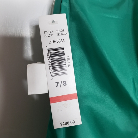 Jump Apparel Strapless Ombre Yellow Green Long Prom Dress Glitter Crinolin 7/8 - Picture 11 of 16